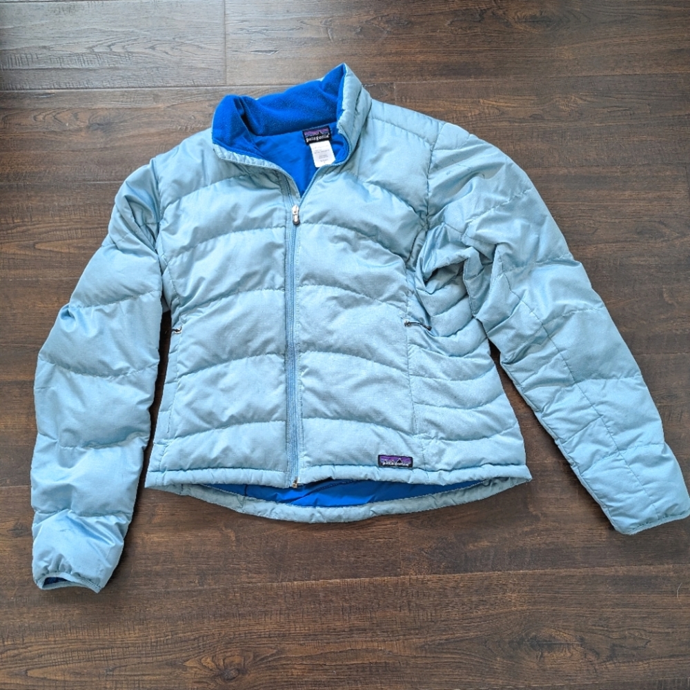Patagonia Light Blue Puffer Jacket with Blue Lining